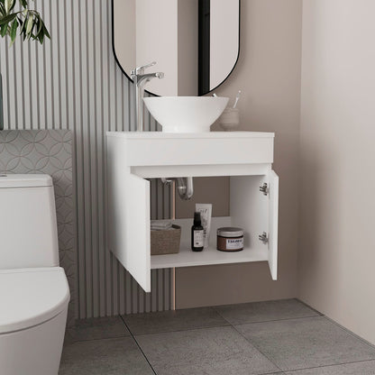 Modern White Bathroom Vanity with Sink & Storage