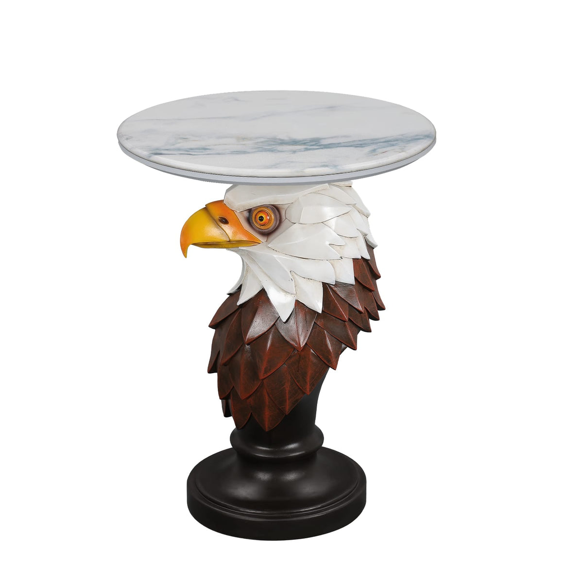 Brown Antique White Resin Eagle Accent Table for Rustic Living Room Decor