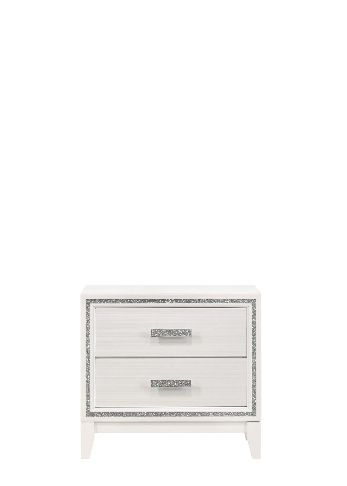 White Synthetic Wood Nightstand with Storage Drawers for Bedroom