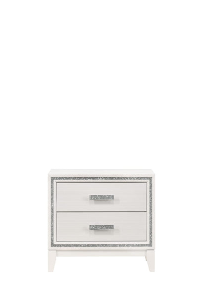 White Synthetic Wood Nightstand with Storage Drawers for Bedroom