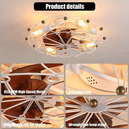 White ABS Modern Ceiling Fan with Lights