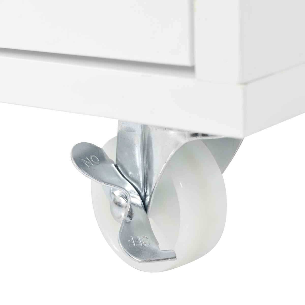 White Rolling Kitchen Island with LED Lights and Storage