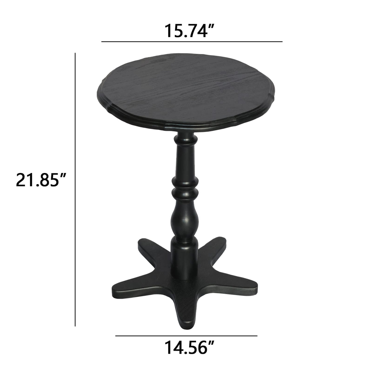 15.75 Inch Round Black MDF Side Table - Living Room Accent