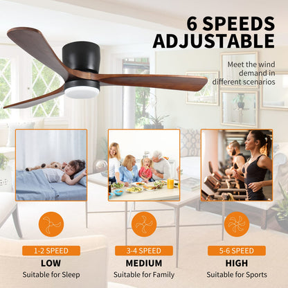 42 Inch Black Wood Ceiling Fan with Light Remote
