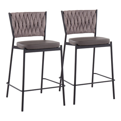 Contemporary Counter Stools - Brown Faux Leather Set of 2