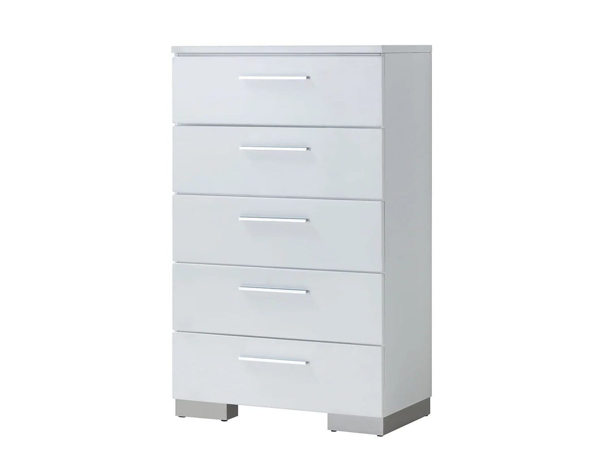 White Solid Wood Chest with Felt-Lined Drawers for Bedroom Storage