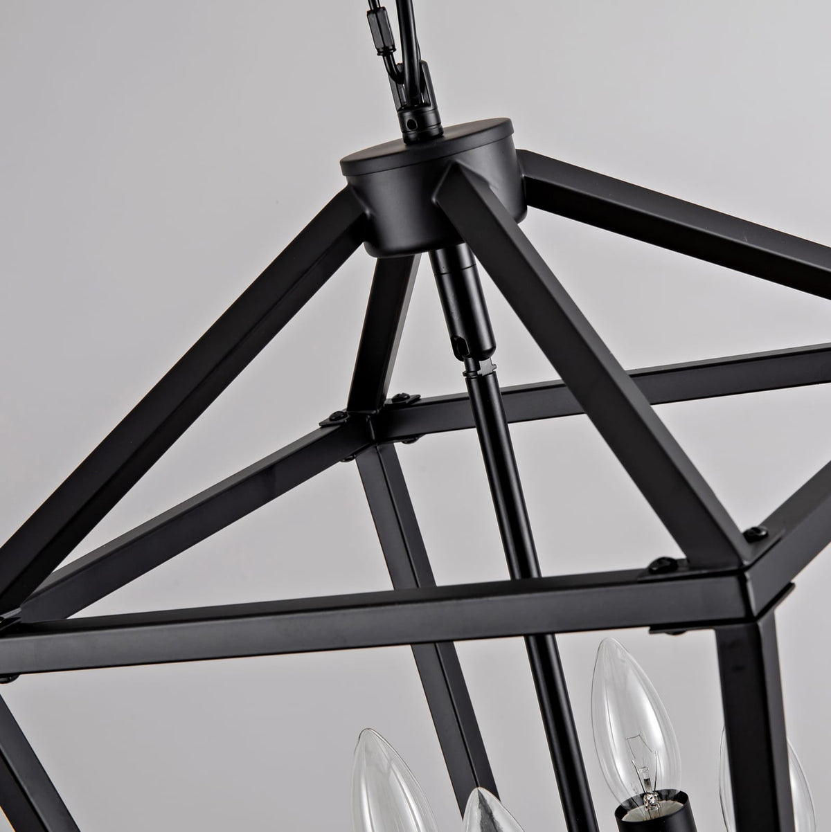 Farmhouse Lantern Chandelier - 5 Light Black Iron Ceiling Fixture