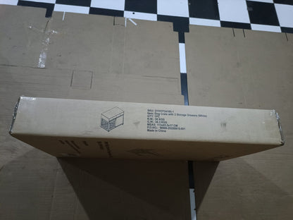 White MDF Dog Crate Bed - 39.37" End Table with Drawers