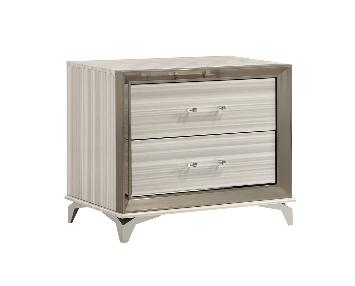 STAR WHITE NIGHTSTAND - White Square Nightstand with 2 Drawers