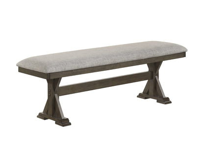 Contemporary Brown Upholstered Dining Room Bench with Wood Finish