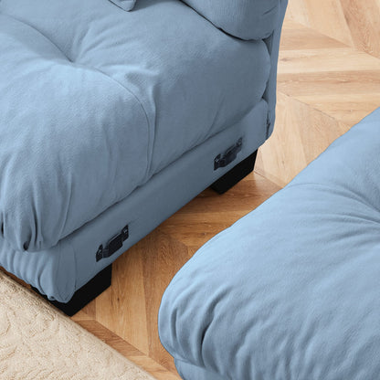 Blue Chenille Ottoman - 36" Storage Footrest
