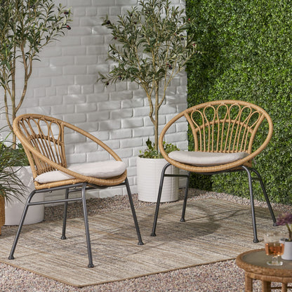Light Brown PE Rattan Garden Patio Furniture Set for Poolside Dining