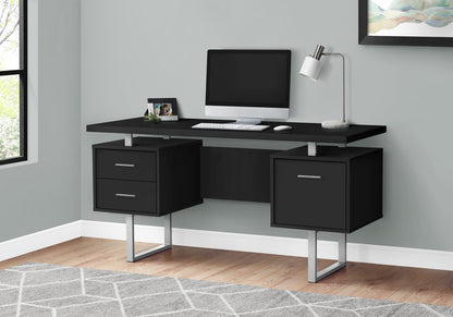 Computer Desk, 60"L Black Storage Desk - Home Office Workspace