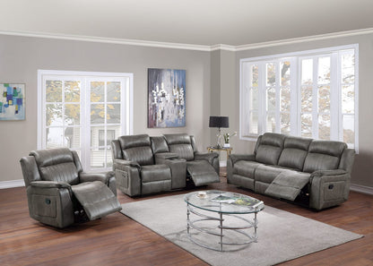 Blue Grey Faux Leather Reclining Loveseat 73" Primary Living Space
