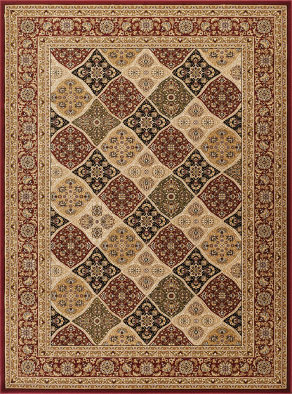 Red Oriental Polypropylene Area Rug, 87x63 inch Classic Design