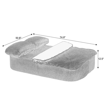 Cream Fabric Sofa Bed - 2-in-1 Folding Futon for Living Room
