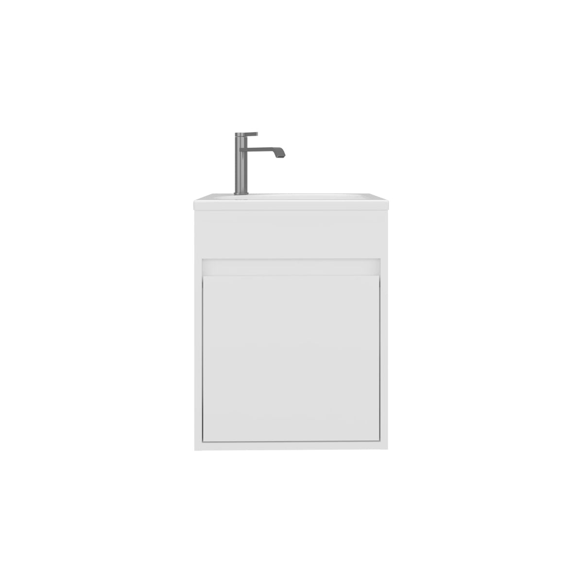 White Bathroom Vanity with Sink - Compact Storage