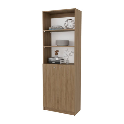 Natural Oak & White 2-Door Bookcase - Ample Storage