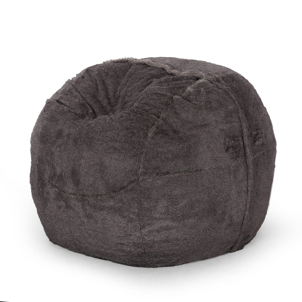 Cozy Faux Fur Bean Bag Chair, Brown Beige, Modern Living Room Seating