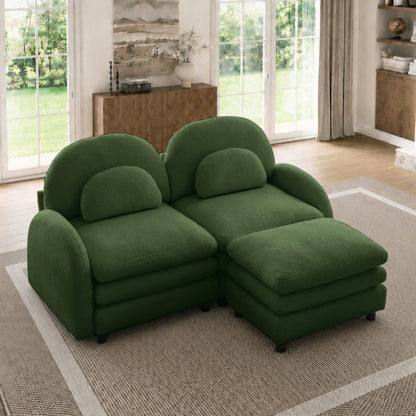 Green Teddy Loveseat Sofa - 2 Seat Modular Couch for Living Room