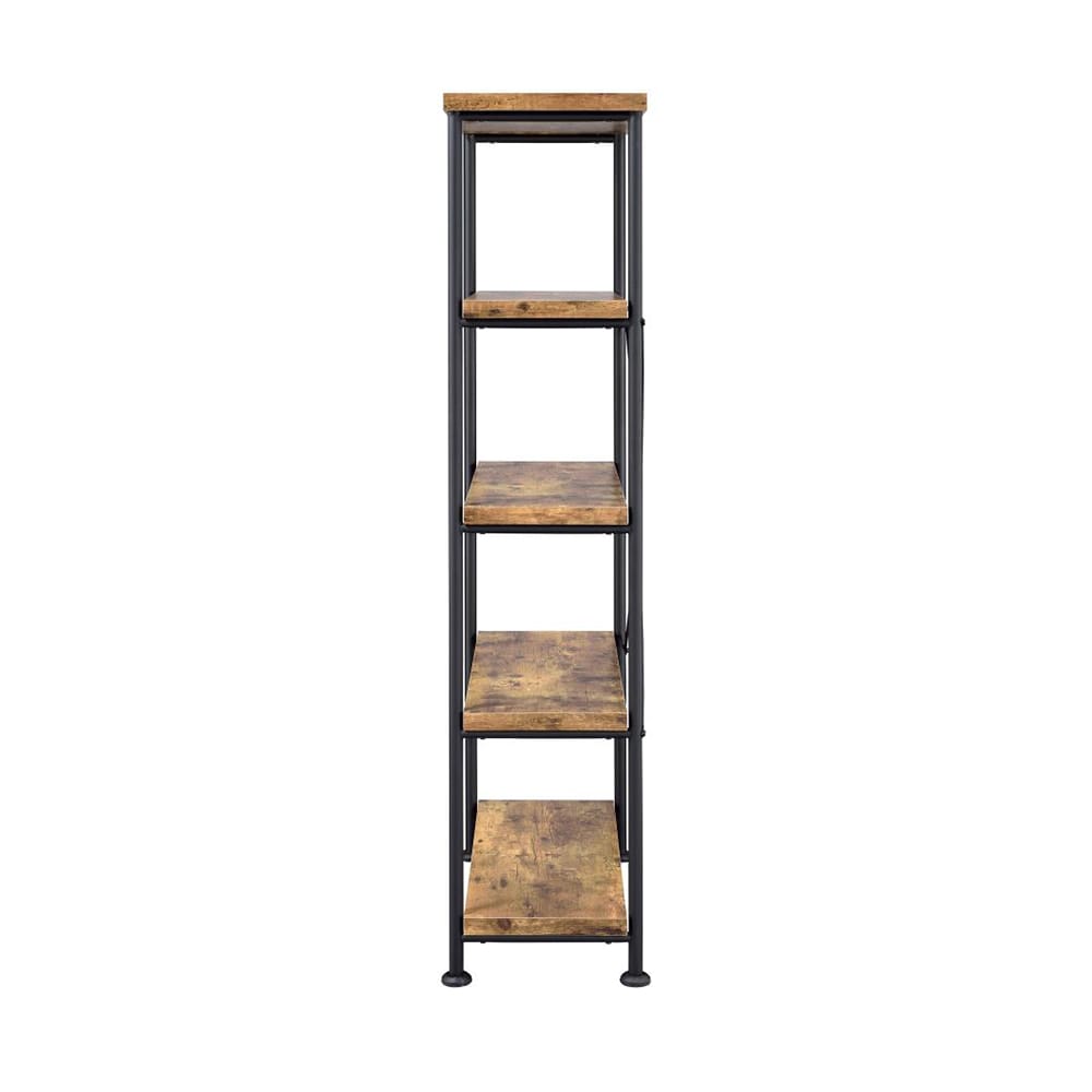 5-Shelf Bookcase in Antique Nutmeg and Black - Display Shelving for Living Room