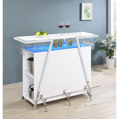 Gloss White Modern Bar Cabinet with Storage