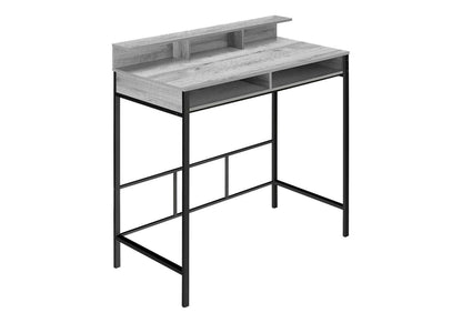 Grey Metal Computer Desk with Storage Shelves for Home Office