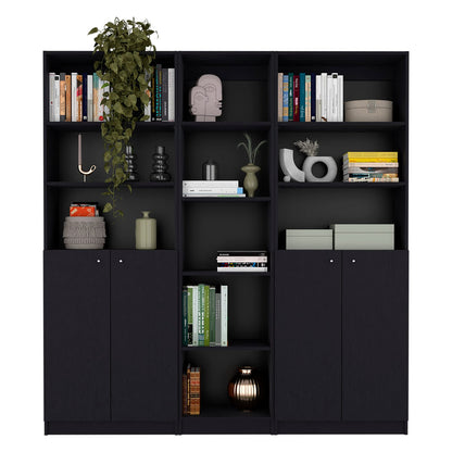 Wenge 3-Piece Living Room Set with 3 Bookcases - Storage & Display