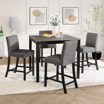 5-Piece Counter Height Dining Table Set - Black & Light Gray