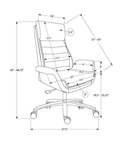 Black Polyurethane Office Chair with Adjustable Height for Workspace