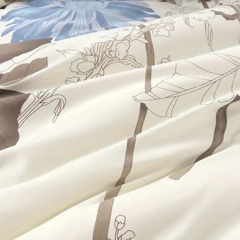Twin Size Milk White Polyester Duvet Cover Set