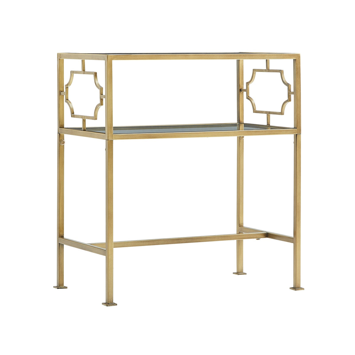 Grifton Accent Table - Antique Gold Metal & Glass - 13.4"W x 23.4"D x 26"H