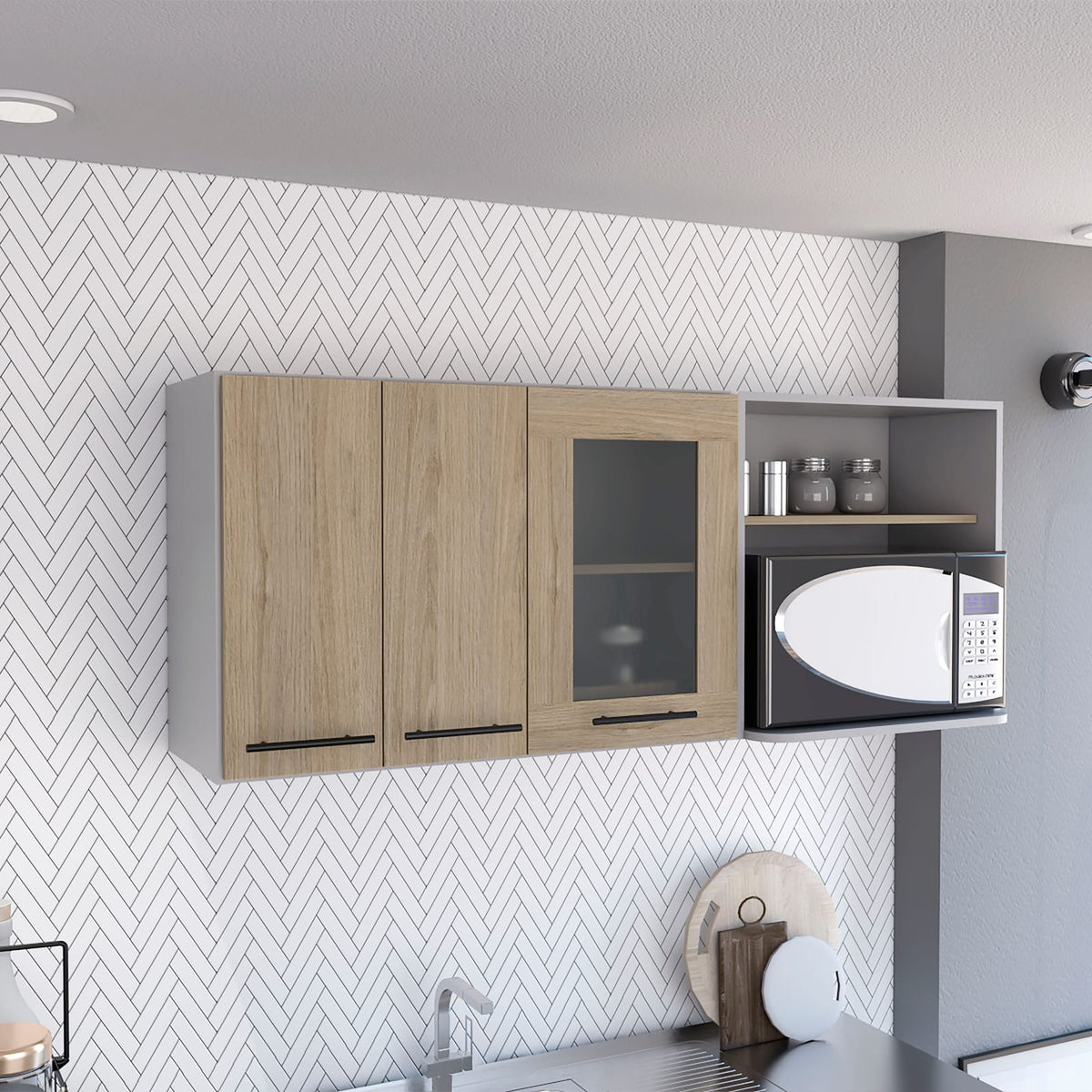 Beige Kitchen Cabinet - Shelves Included