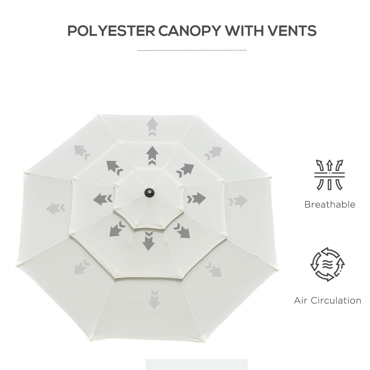 Outsunny 9FT Patio Umbrella - Beige Polyester Shade, Easy Crank Open