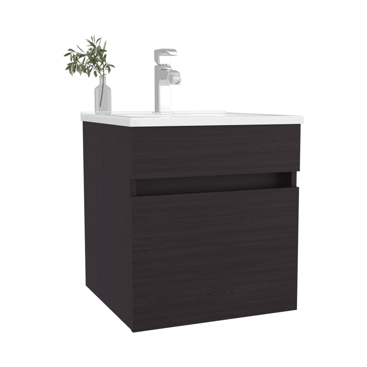 Wenge Bathroom Vanity with Sink - Floating Storage Unit