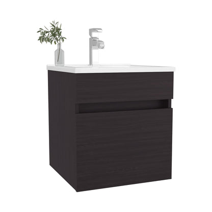 Wenge Bathroom Vanity with Sink - Floating Storage Unit