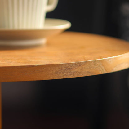 Round Side Table - Light Oak, Mid-Century Modern Style