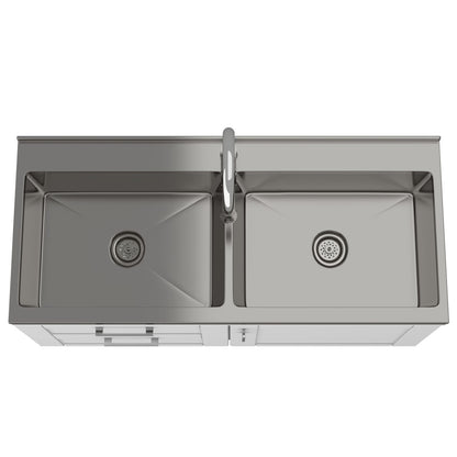 Wide White Laundry Cabinet - 46" Storage with Stainless Sink