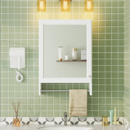 3-in-1 White Bathroom Mirror Cabinet - Wall Mounted Storage