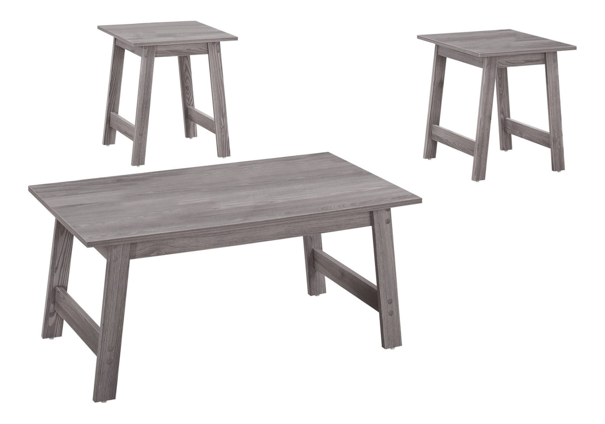 Grey 3 Piece Table Set - Coffee & End Tables for Living Room