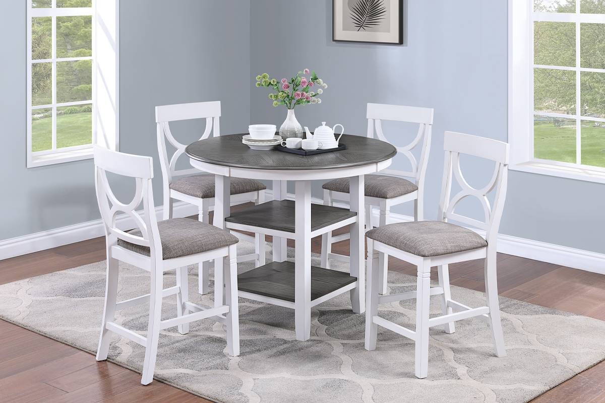Round White Dining Table with 4 Chairs