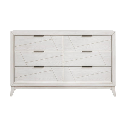 Antique White Dresser - 6 Drawers Modern Bedroom Storage