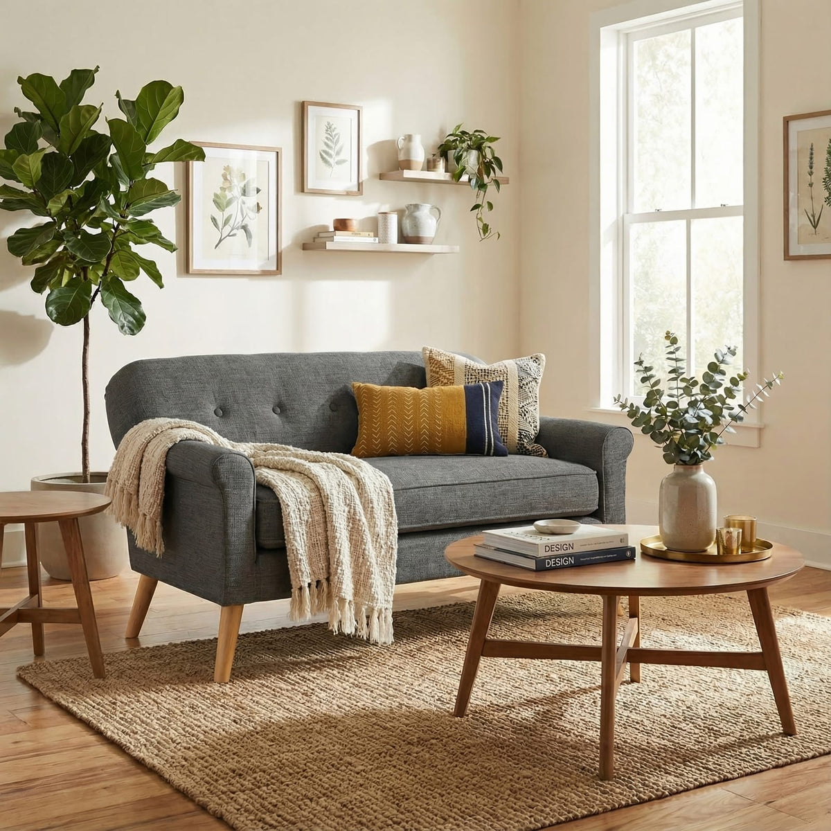 Gray Fabric Loveseat - 50.75" Two Seater