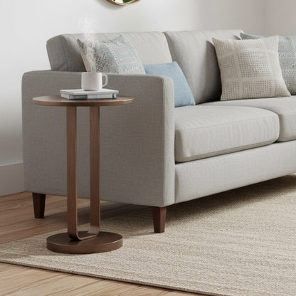 Antique Bronze Round Metal Accent Table for Living Room Decor