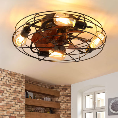 Black Iron Ceiling Fan with Remote Control