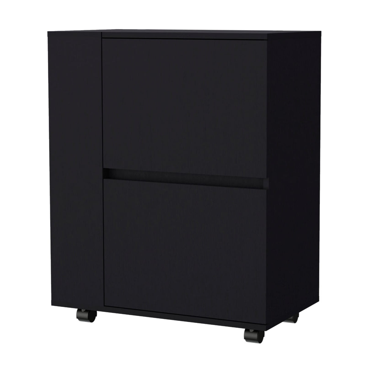 Logan Bar Cart - Black: Dual Cabinet Storage