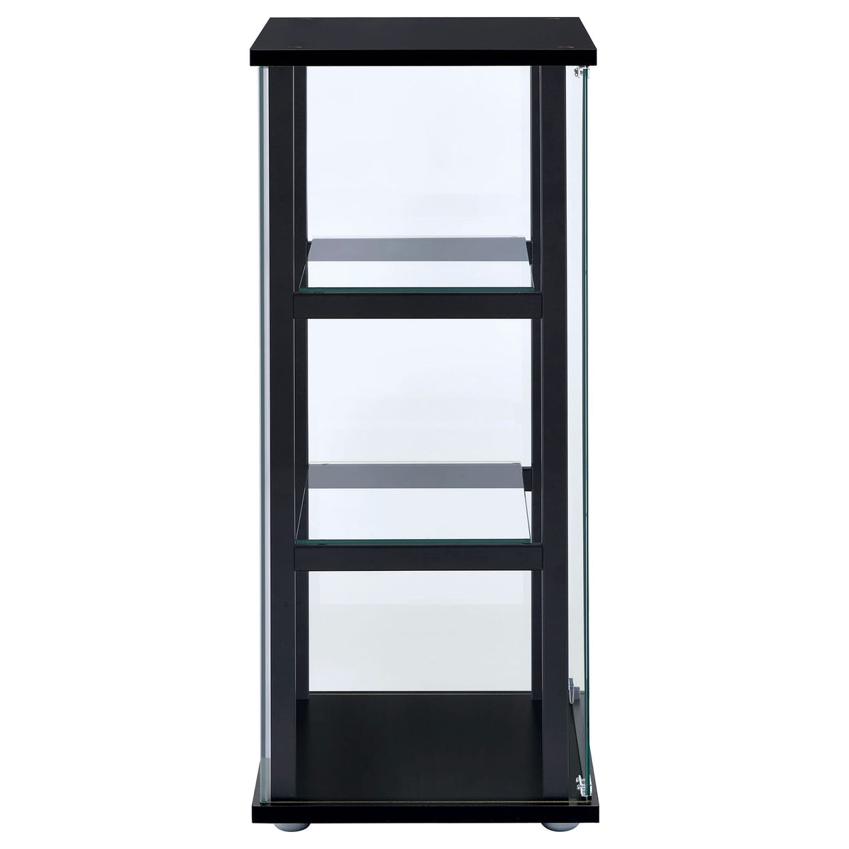 Black 3-Shelf Solid Wood Curio Cabinet - Primary Living Space