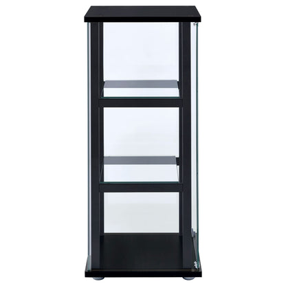 Black 3-Shelf Solid Wood Curio Cabinet - Primary Living Space