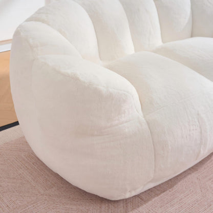 Beige Faux Fur Floor Lazy Sofa for Living Room Comfort