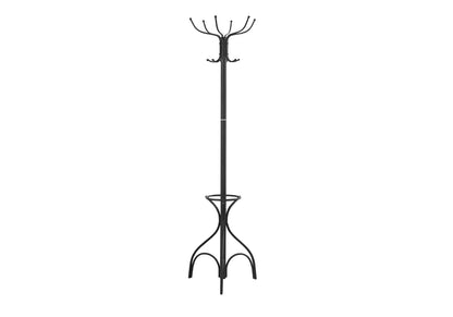 Black Metal Coat Rack with 12 Hooks - Hall Tree Entryway for Living Room